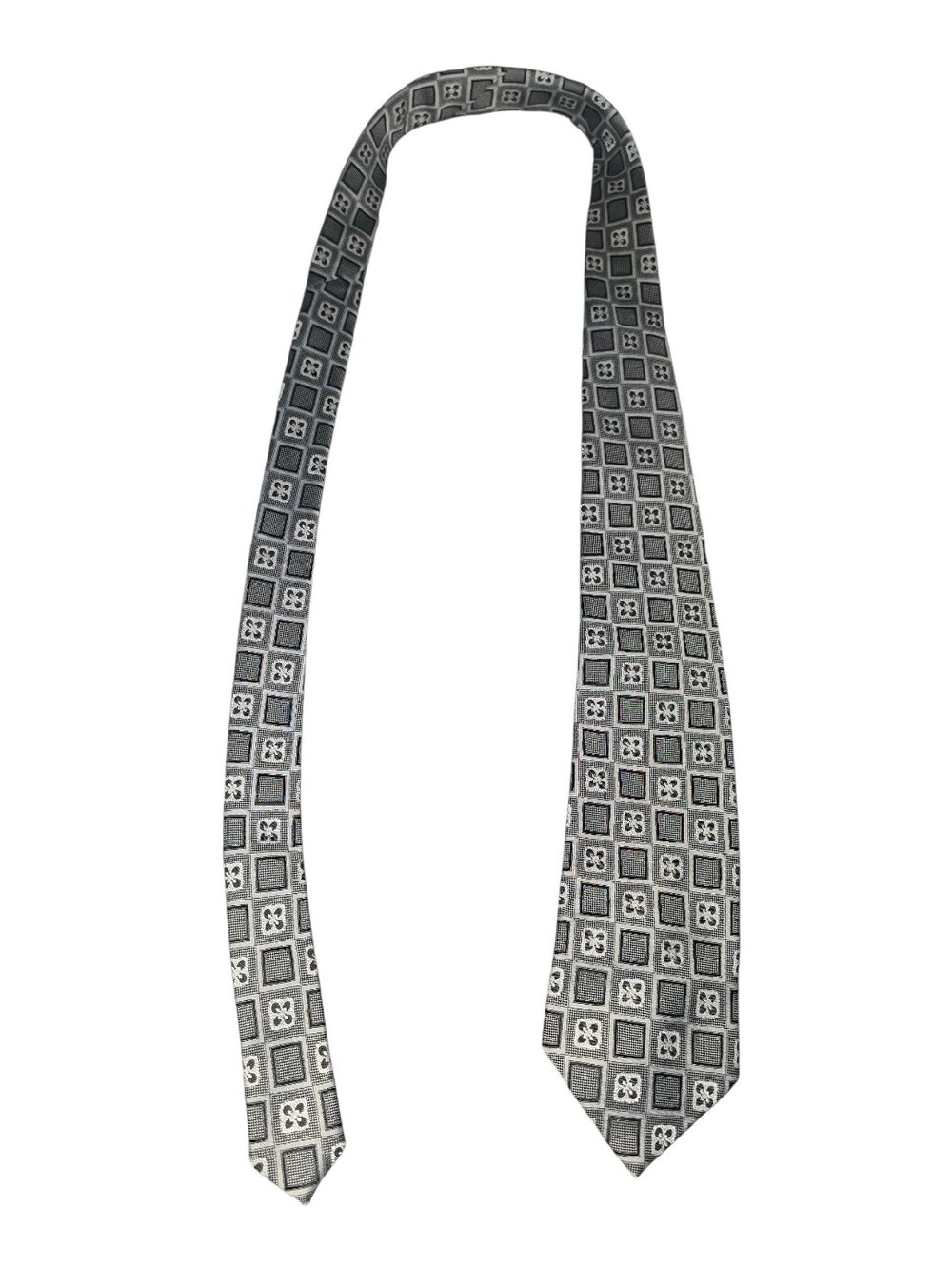 6/8/69. Men's American Accessories  Grey Geometric Pattern Tie - Dress Accessory